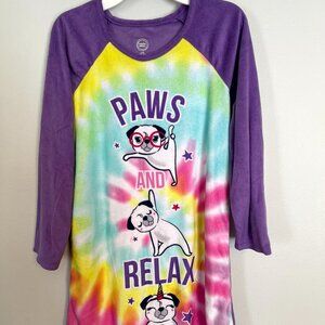 Wonder Nation Dogs Puppy Girls Nightshirt Nightgown Long sleeve Large (10-12)